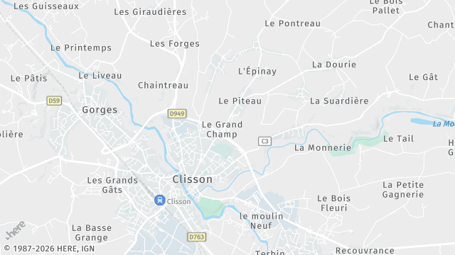 Carte de la zone d'intervention à Clisson