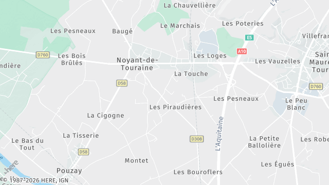 Carte de la zone d'intervention à Noyant-de-Touraine