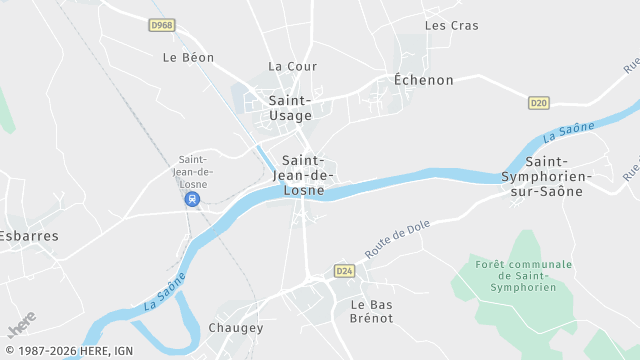Carte de la zone d'intervention à Saint-Jean-de-Losne