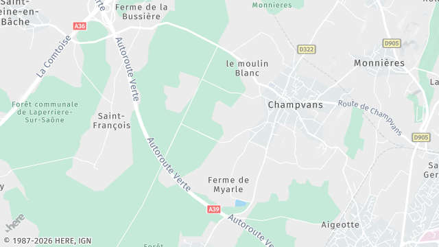 Carte de la zone d'intervention à Champvans