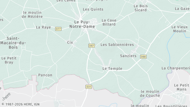 Carte de la zone d'intervention à Le Puy-Notre-Dame
