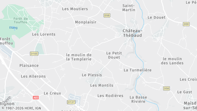 Carte de la zone d'intervention à Château-Thébaud