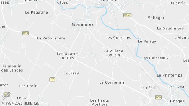 Carte de la zone d'intervention à Monnières