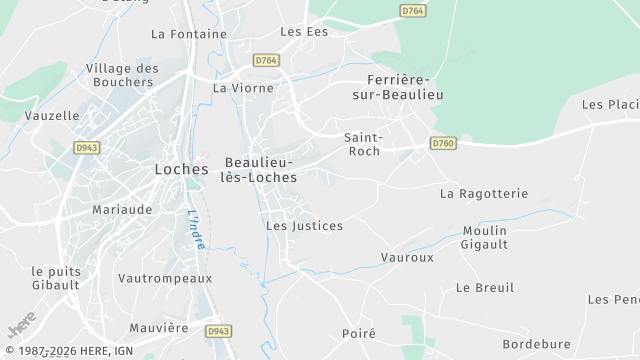 Carte de la zone d'intervention à Beaulieu-lès-Loches