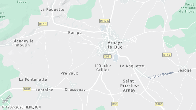 Carte de la zone d'intervention à Arnay-le-Duc
