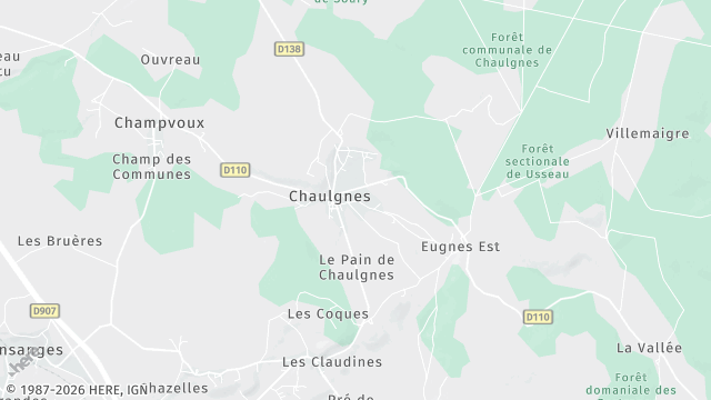 Carte de la zone d'intervention à Chaulgnes