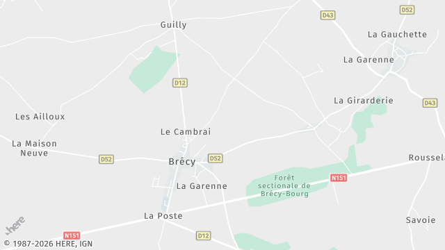 Carte de la zone d'intervention à Brécy