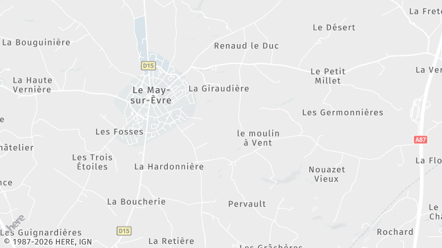Carte de la zone d'intervention à Le May-sur-Èvre