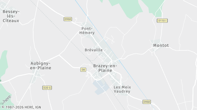 Carte de la zone d'intervention à Brazey-en-Plaine