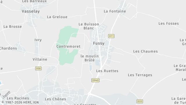 Carte de la zone d'intervention à Fussy