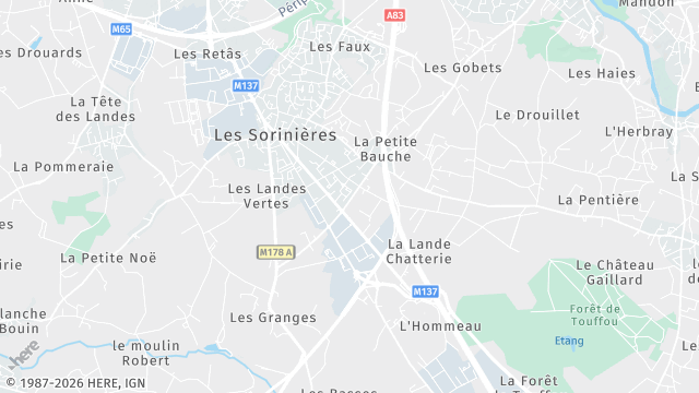 Carte de la zone d'intervention à Les Sorinières