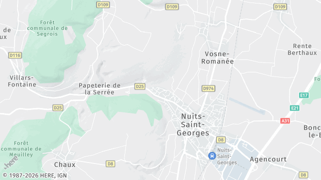 Carte de la zone d'intervention à Nuits-Saint-Georges