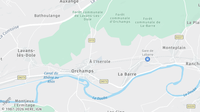 Carte de la zone d'intervention à Orchamps