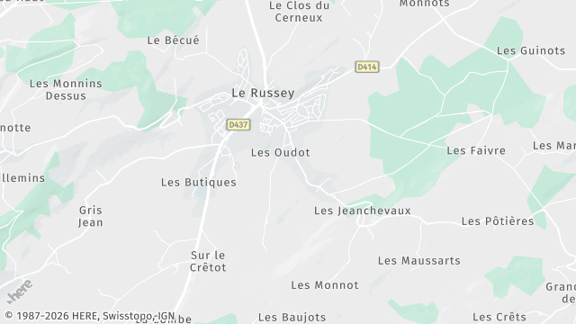 Carte de la zone d'intervention à Le Russey