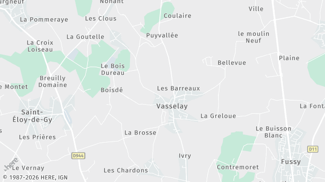 Carte de la zone d'intervention à Vasselay