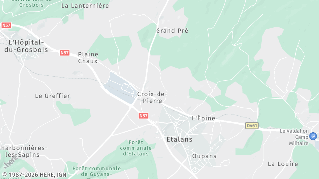 Carte de la zone d'intervention à Étalans