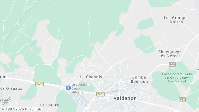 Carte de la zone d'intervention à Valdahon