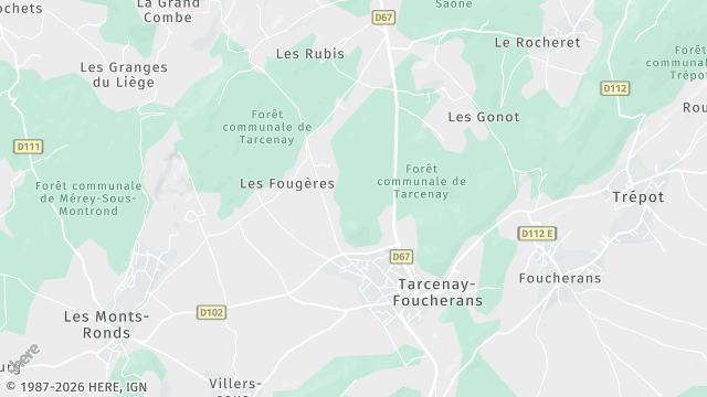 Carte de la zone d'intervention à Tarcenay-Foucherans