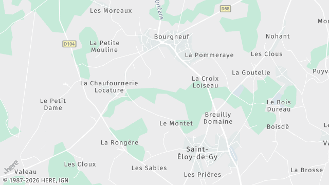 Carte de la zone d'intervention à Saint-Éloy-de-Gy
