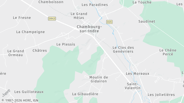 Carte de la zone d'intervention à Chambourg-sur-Indre