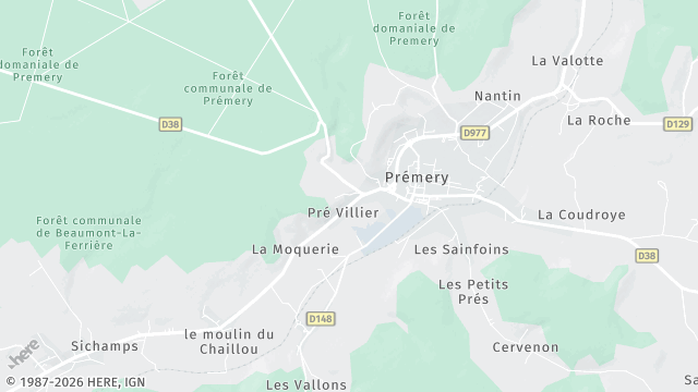 Carte de la zone d'intervention à Prémery