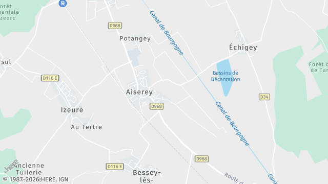 Carte de la zone d'intervention à Aiserey