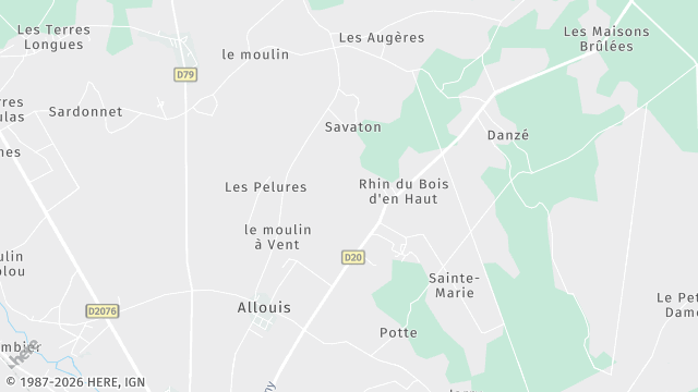 Carte de la zone d'intervention à Allouis