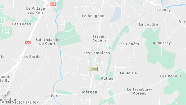 Carte de la zone d'intervention à Méreau