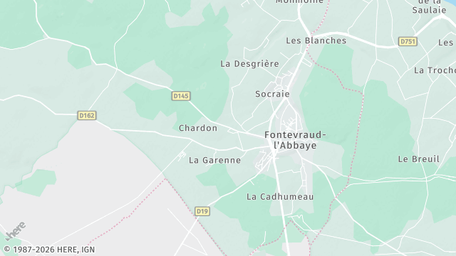 Carte de la zone d'intervention à Fontevraud-l'Abbaye