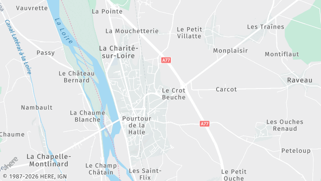 Carte de la zone d'intervention à La Charité-sur-Loire