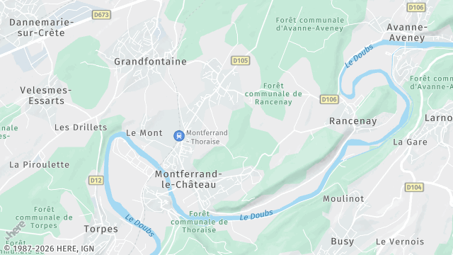 Carte de la zone d'intervention à Montferrand-le-Château