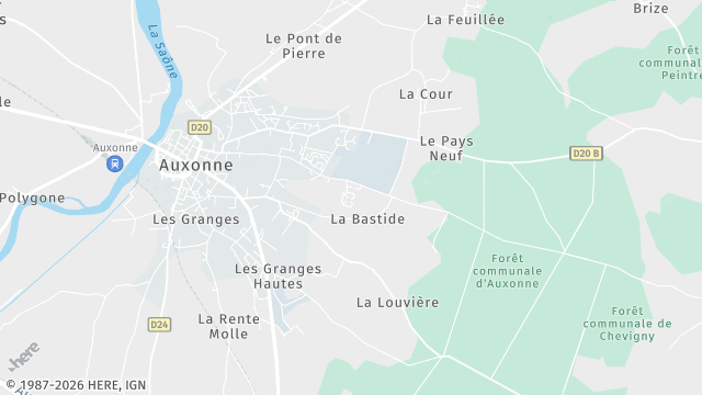 Carte de la zone d'intervention à Auxonne
