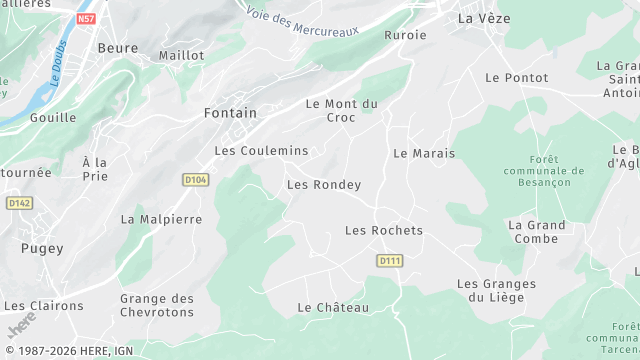 Carte de la zone d'intervention à Fontain