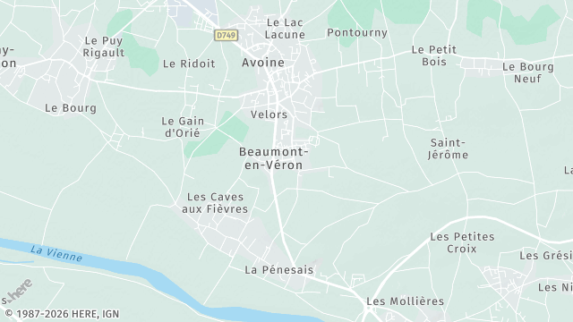 Carte de la zone d'intervention à Beaumont-en-Véron