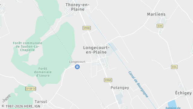 Carte de la zone d'intervention à Longecourt-en-Plaine