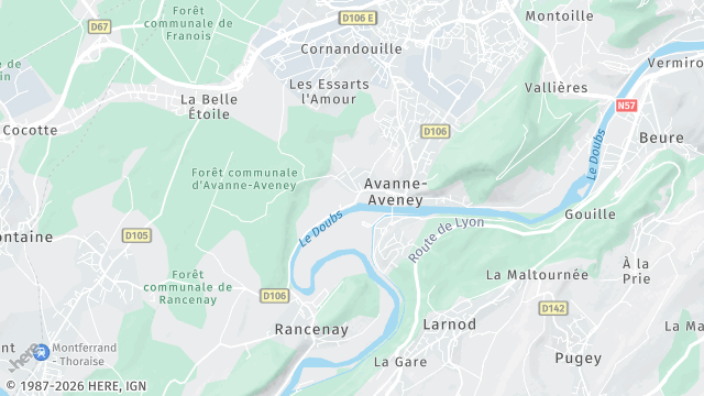 Carte de la zone d'intervention à Avanne-Aveney