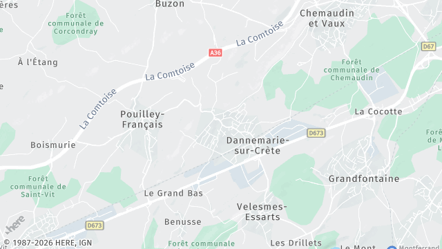 Carte de la zone d'intervention à Dannemarie-sur-Crète