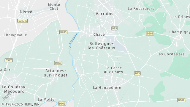 Carte de la zone d'intervention à Bellevigne-les-Châteaux