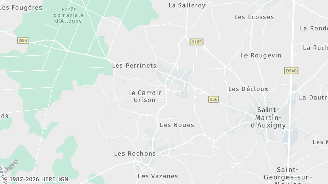 Carte de la zone d'intervention à Saint-Martin-d'Auxigny