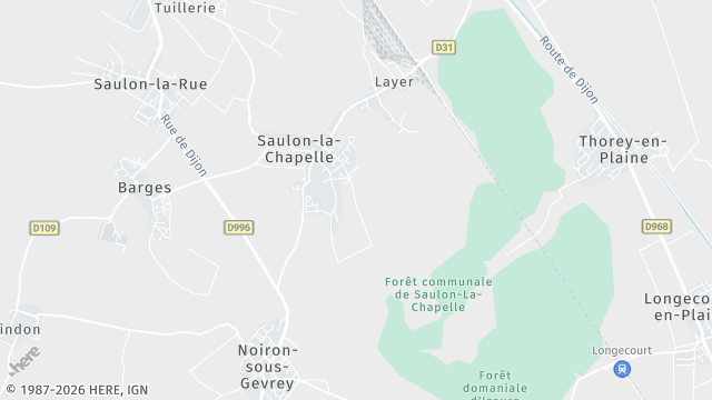 Carte de la zone d'intervention à Saulon-la-Chapelle