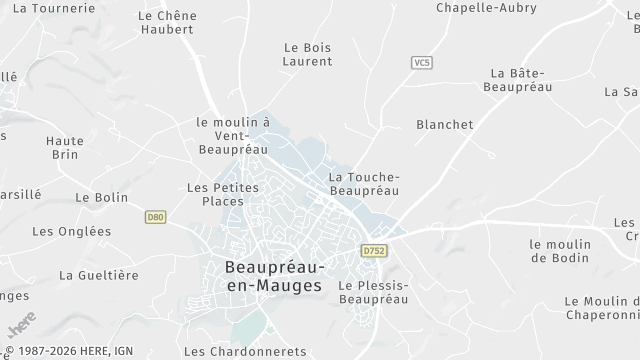 Carte de la zone d'intervention à Beaupréau-en-Mauges
