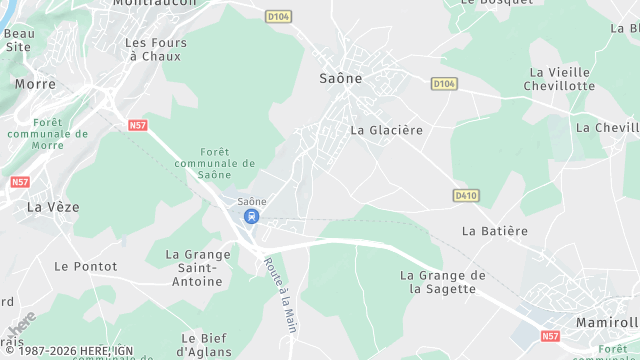 Carte de la zone d'intervention à Saône