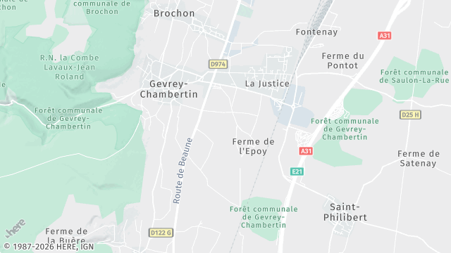 Carte de la zone d'intervention à Gevrey-Chambertin