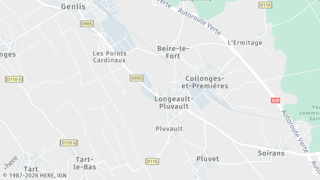 Carte de la zone d'intervention à Longeault-Pluvault