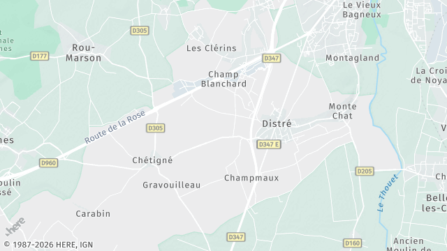 Carte de la zone d'intervention à Distré