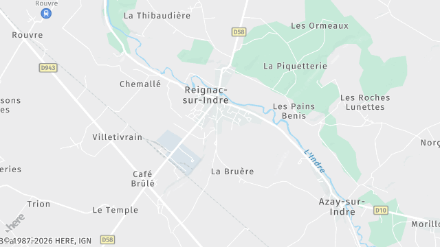 Carte de la zone d'intervention à Reignac-sur-Indre