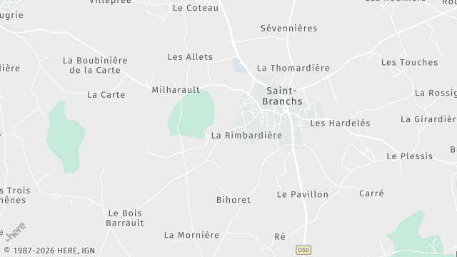 Carte de la zone d'intervention à Saint-Branchs