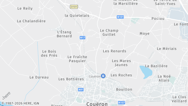 Carte de la zone d'intervention à Couëron