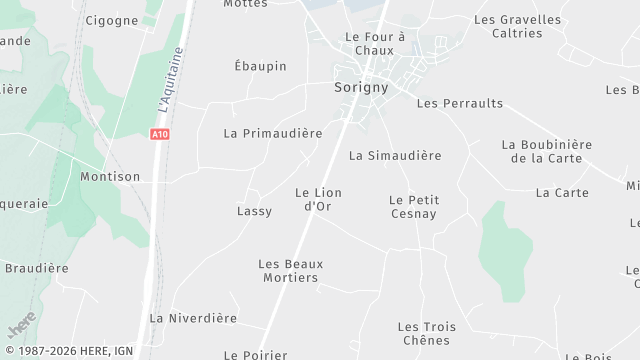 Carte de la zone d'intervention à Sorigny