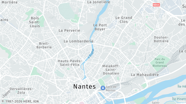 Carte de la zone d'intervention à Nantes